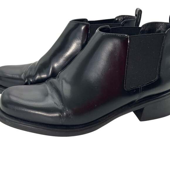 Cole Haan Womens Sz 7B Black Leather Chunky Chelsea Boots Slip-On Shoes Brazil - Picture 2 of 13